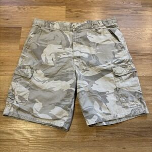 Wrangler Cargo Shorts Mens 38 Camo Light Gray White 100% Cotton Pockets Outdoors